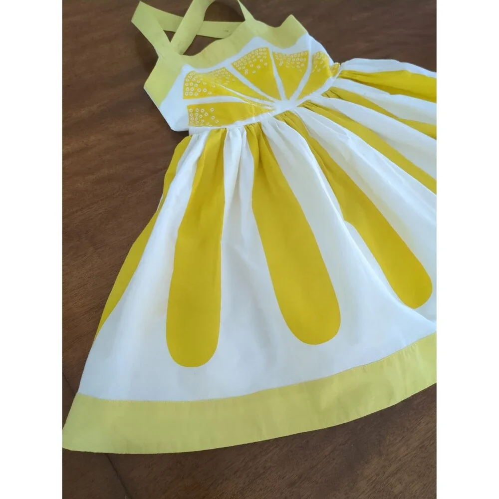 Mini boden girls Lemon Embellished Dress Yellow size 7/8 GUC